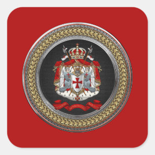 [600] Knights Templar Coat of Arms Square Sticker