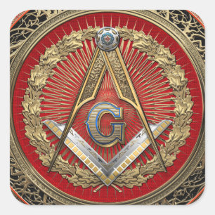 [600] Master Mason - Gold Square & Compasses Sticker