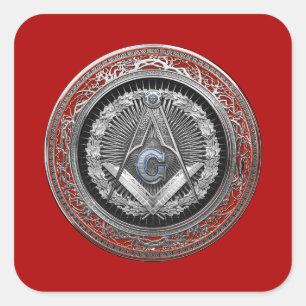 [600] Master Mason - Silver Square & Compasses Sticker