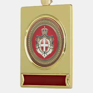[600] Order of Malta - SMOM Coat of Arms Gold Plated Banner Ornament