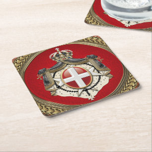 [600] Order of Malta - SMOM Coat of Arms Square Paper Coaster