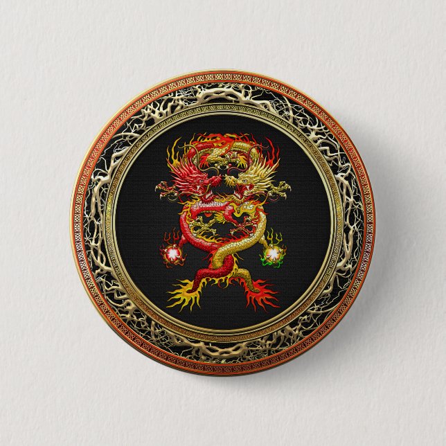 [600] Red and Yellow Dragons Button (Front)