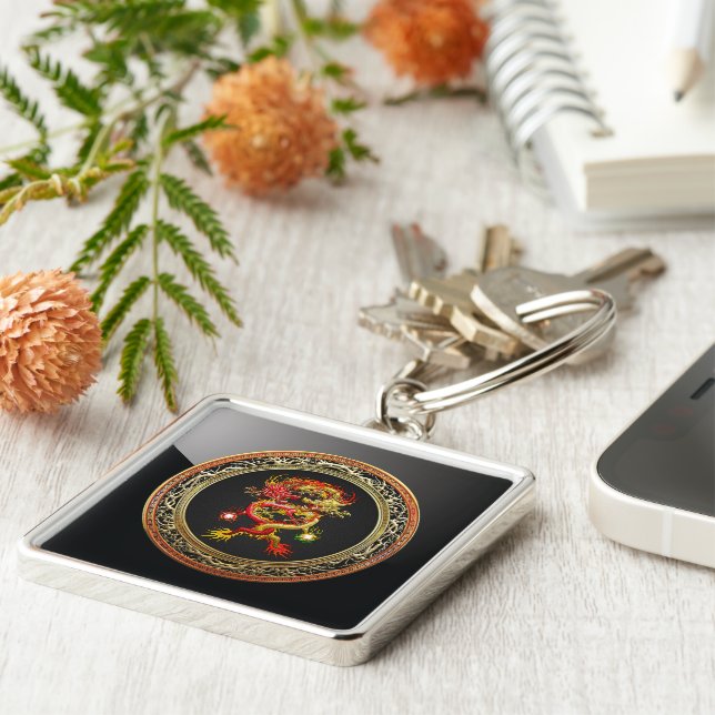 [600] Red and Yellow Dragons Keychain (Side)