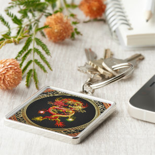 [600] Red and Yellow Dragons Keychain