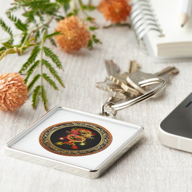 [600] Red and Yellow Dragons Keychain (Side)