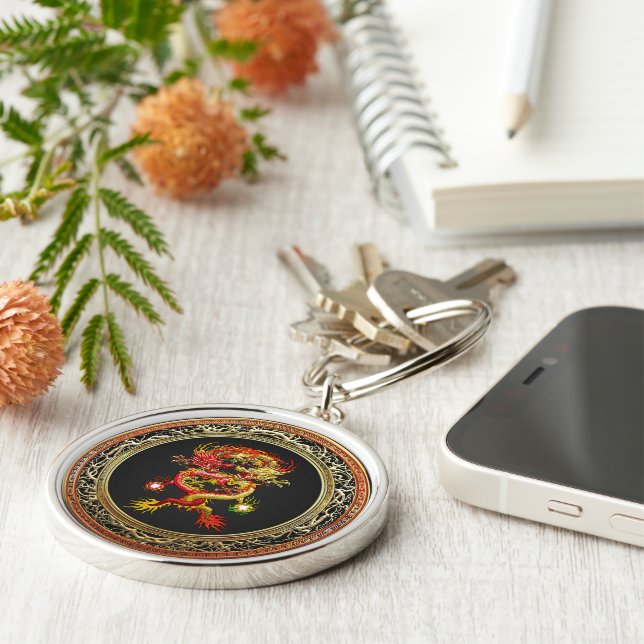 [600] Red and Yellow Dragons Keychain (Side)