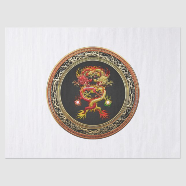 [600] Red and Yellow Dragons Tissue Paper (Front)