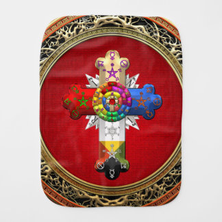 [600] Rosy Cross (Rose Croix) on Red & Gold Burp Cloth