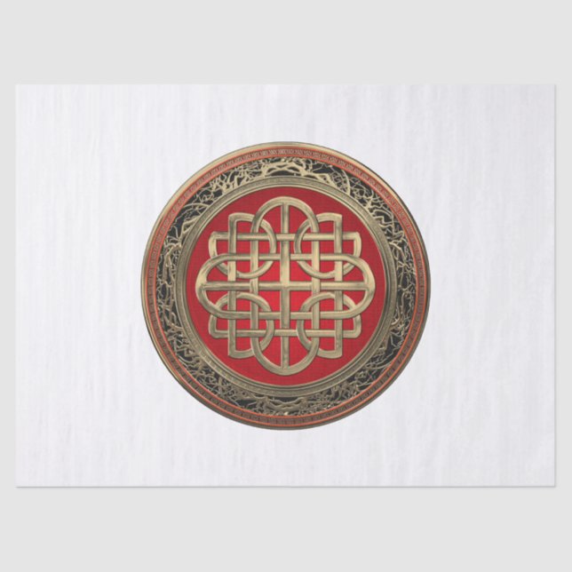 [600] Sacred Celtic Gold Knot Cross Tissue Paper (Front)