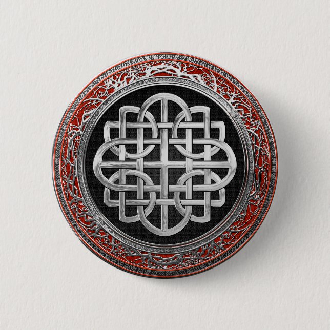 [600] Sacred Celtic Silver Knot Cross Button (Front)