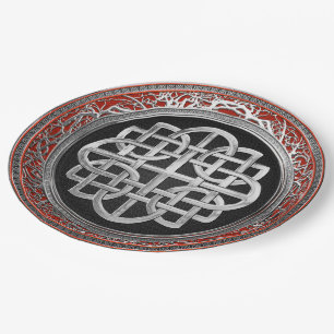 [600] Sacred Celtic Silver Knot Cross Paper Plates