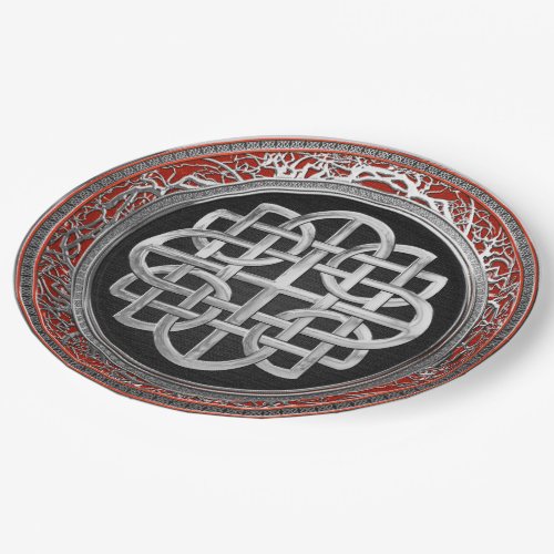600 Sacred Celtic Silver Knot Cross Paper Plates