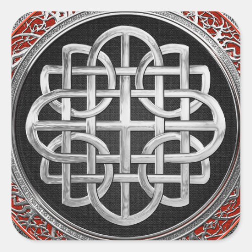 600 Sacred Celtic Silver Knot Cross Square Sticker