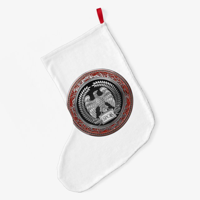 [600] Silver Roman Imperial Eagle Large Christmas Stocking (Back (Hanging))