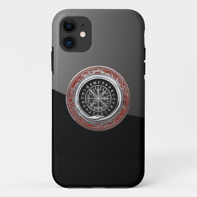[600] Vegvisir - Viking Silver Magic Runic Compass Case-Mate iPhone Case (Back)