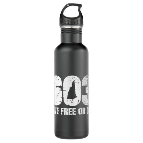 603 New Hampshire Hoodie _ Live Free or Die Stainless Steel Water Bottle