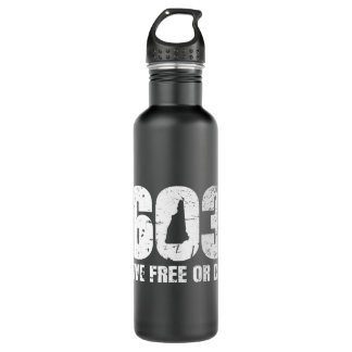 603 New Hampshire - Live Free or Die Stainless Steel Water Bottle
