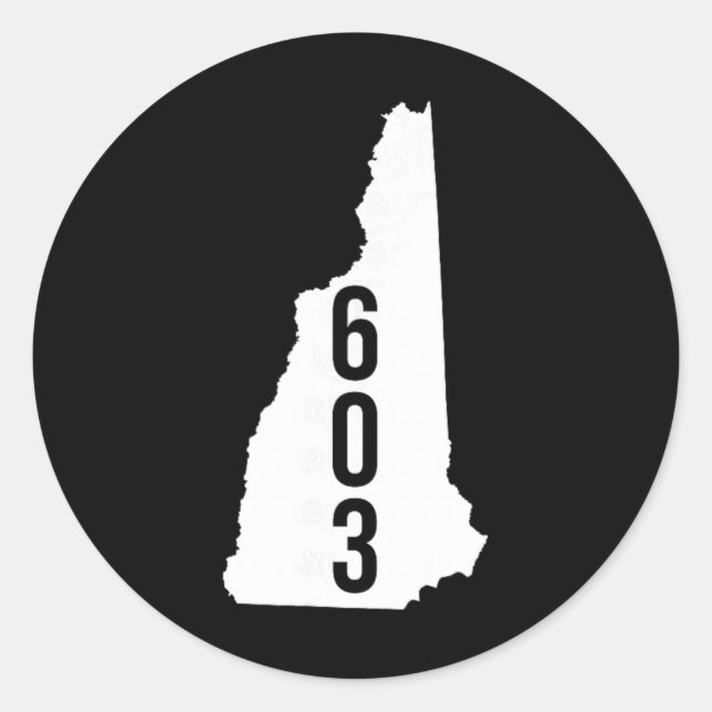 603 Nh New Hampshire Area Code State Map Tee  Classic Round Sticker (Front)