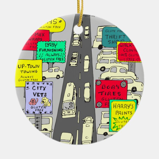606 gluten free cartoon ceramic ornament (Front)