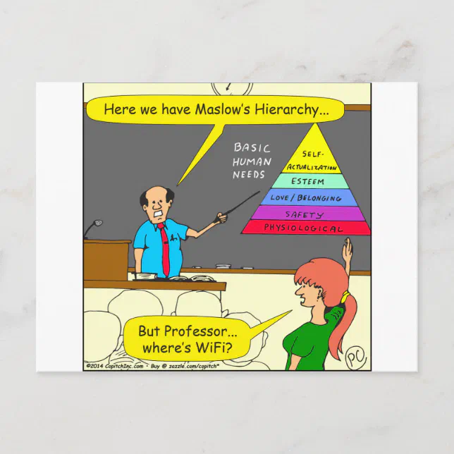 607 basic human needs cartoon postcard | Zazzle