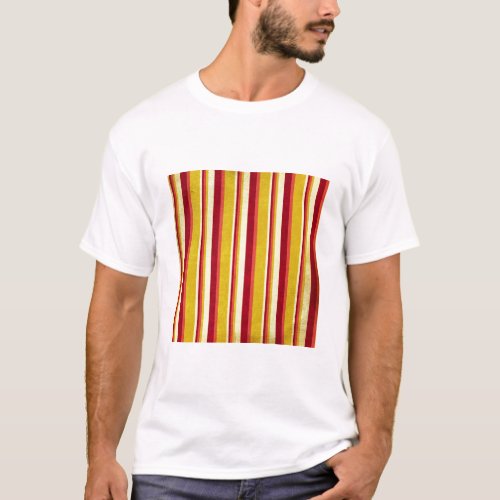 607 FALL AUTUMN STRIPES BURGUNDY RED GOLDEN YELLOW T_Shirt