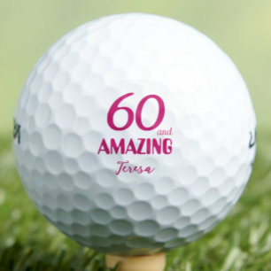 60 and Amazing Aunt Gift – Pink 60th Birthday Golf Balls