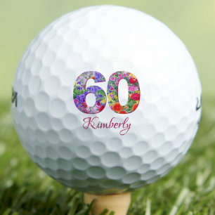 60 and Amazing Mom - Elegant Floral Gift Golf Balls