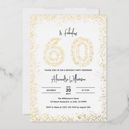 60 and Fabulous 60th Birthday Party Real Gold Foil Invitation