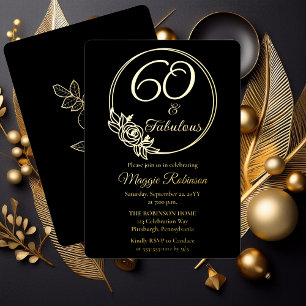 60 and Fabulous 60th Birthday Party Stamped Foil Invitation
