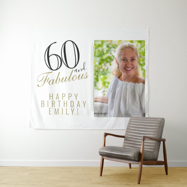 60 and Fabulous 60th Birthday Photo Backdrop (In Situ (Horizontal))