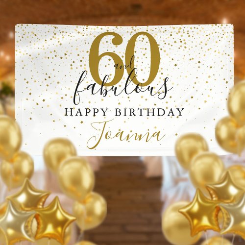 60 and Fabulous Birthday Elegant Gold and Black Banner
