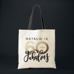60 and fabulous birthday gift party favor tote bag<br><div class="desc">Celebrate your special birthday in style with this black and gold effect 60 and fabulous tote bag. Part of a collection.</div>