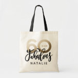 60 and fabulous birthday gift party favor tote bag<br><div class="desc">Celebrate your special birthday in style with this black and gold effect 60 and fabulous tote bag. Part of a collection.</div>