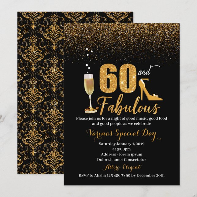 60 and Fabulous Birthday Invitation for Women (Front/Back)