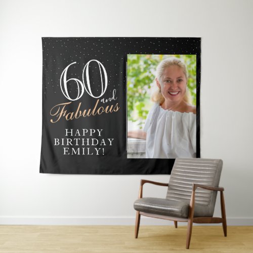 60 and Fabulous Black 60th Birthday Photo Backdrop