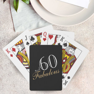 60 and Fabulous Black Elegant Script Birthdays Poker Cards