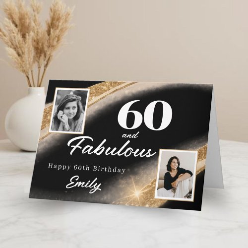 60 and Fabulous Black Gold Photo 60th Birthday