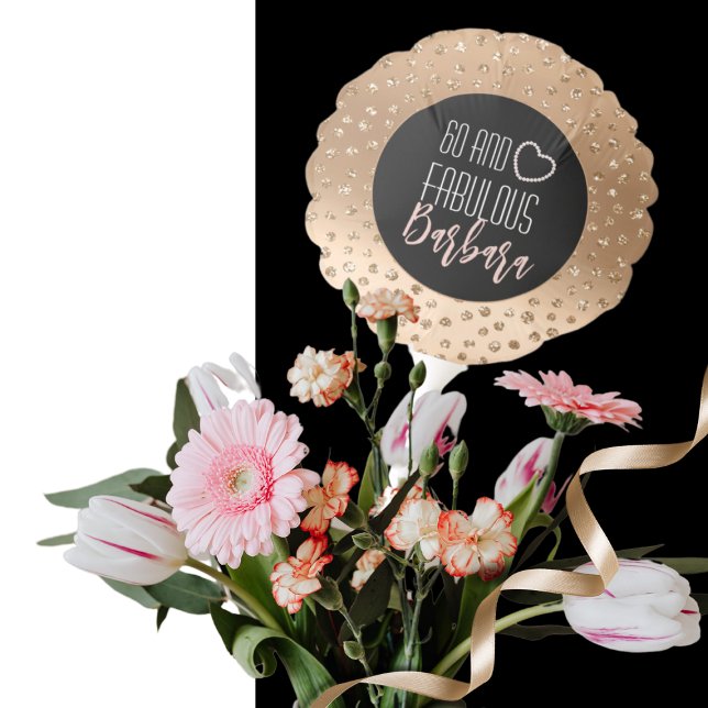60 and Fabulous Blush Gold Sparkle Black Birthday Balloon (Creator Uploaded)