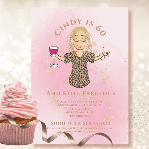  60 and Fabulous Blush Pink Gold 60th Birthday Invitation