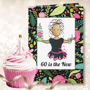 60 and Fabulous Bold Female Cartoon Birthday Card