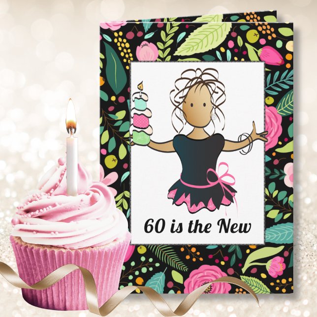 60 and Fabulous Bold Female Cartoon Birthday Card (Creator Uploaded)