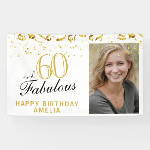 60 and Fabulous Confetti 60th Birthday Photo Banner