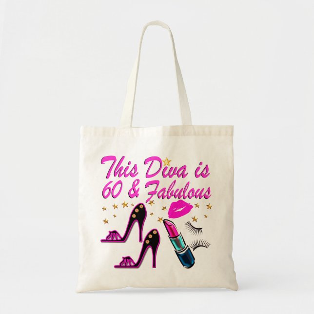 60 AND FABULOUS DIVA TOTE BAG (Front)