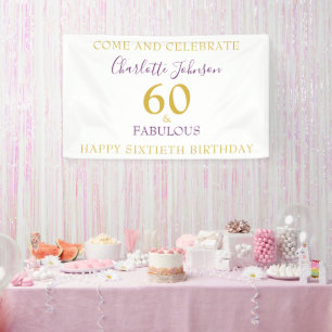 60 and Fabulous Elegant 60th Birthday Gold Purple Banner
