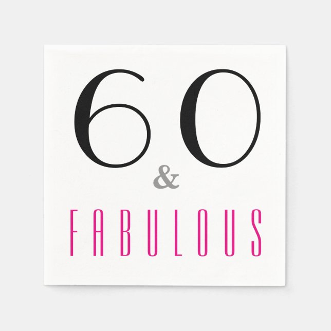 60 and Fabulous Elegant 60th Birthday Party Napkins (Front)