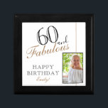 60 and Fabulous Elegant 60th Birthday Photo Gift Box<br><div class="desc">60 and Fabulous Elegant 60th Birthday Photo gift box. Add your name and photo.</div>