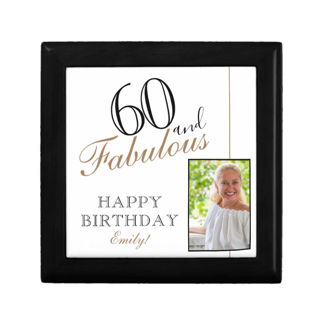 60 and Fabulous Elegant 60th Birthday Photo Gift Box (Front)