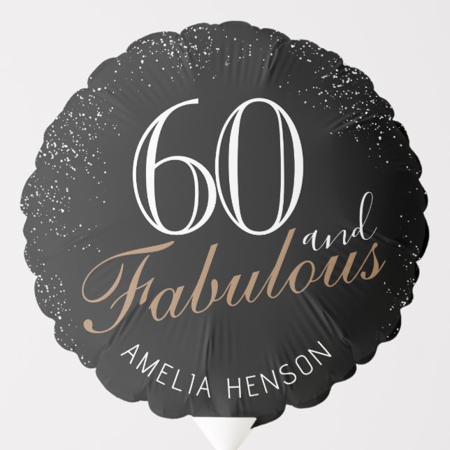 60 and Fabulous Elegant Black 60th Birthday Balloon (Front)