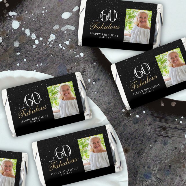 60 and Fabulous Elegant Black 60th Birthday Photo Hershey's Miniatures (Creator Uploaded)