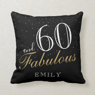 60 and Fabulous Elegant Black 60th Birthday Throw Pillow